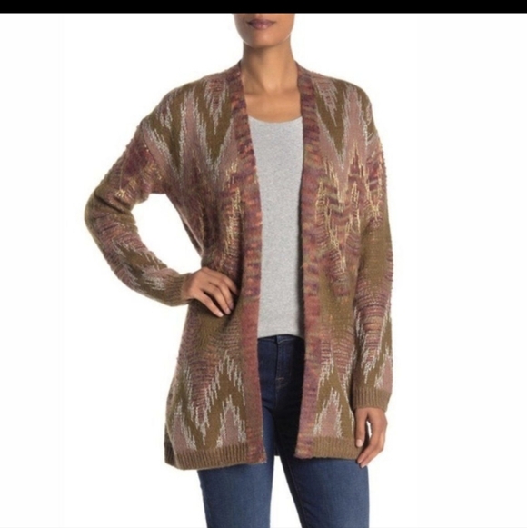 Lucky Brand Sweaters - Lucky Brand Aztec Lurex Wool Blend Cardigan XL